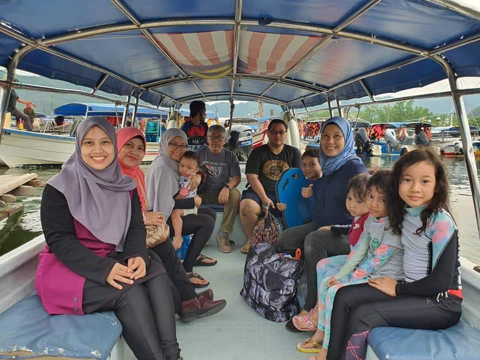 Family group on tour boat
